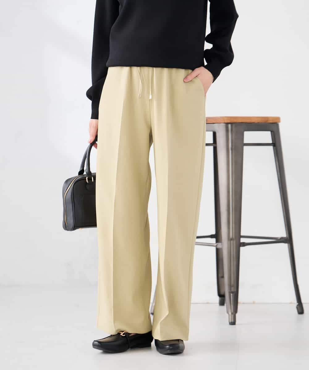 K2LFD05049 a.v.v(アー・ヴェ・ヴェ) ［支持率NO.1/イージーケア］イージーワイドパンツ ライトカーキ