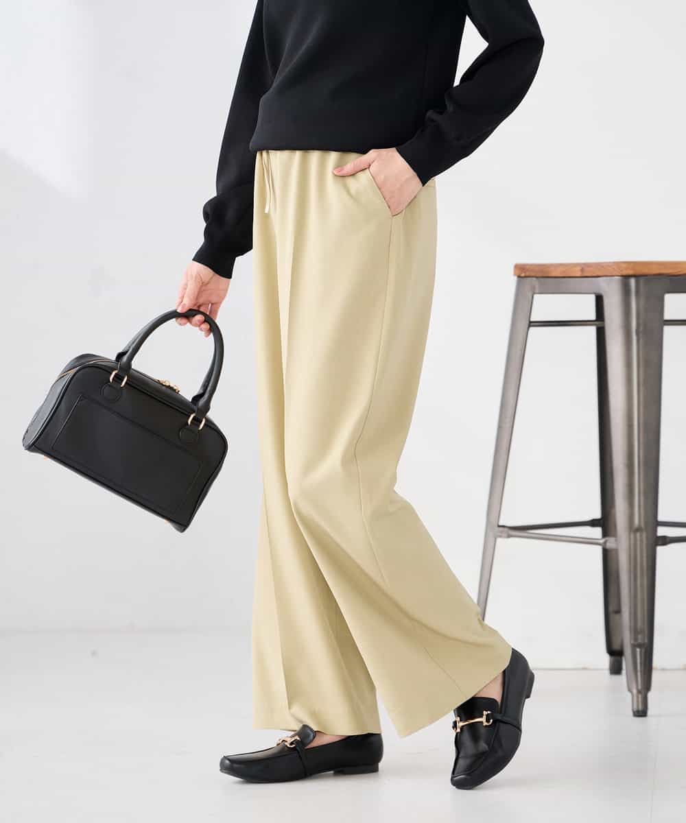 K2LFD05049 a.v.v(アー・ヴェ・ヴェ) ［支持率NO.1/イージーケア］イージーワイドパンツ ライトカーキ