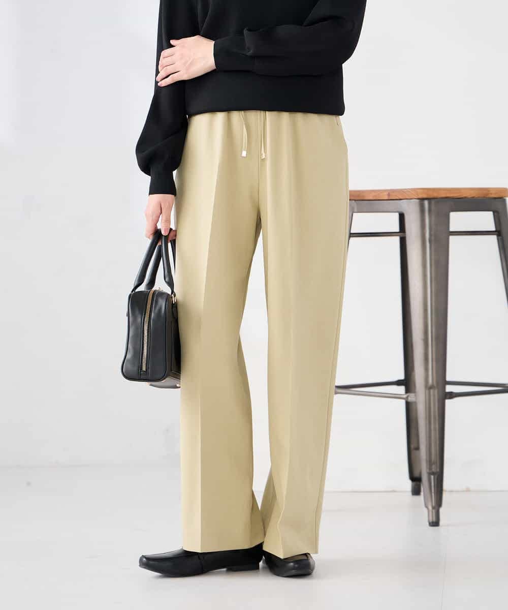 K2LFD05049 a.v.v(アー・ヴェ・ヴェ) ［支持率NO.1/イージーケア］イージーワイドパンツ ライトカーキ