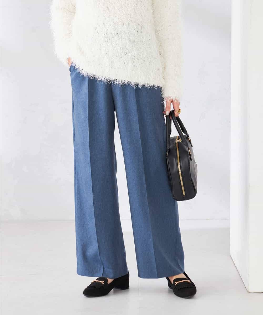 K2LFD05049 a.v.v(アー・ヴェ・ヴェ) ［支持率NO.1/イージーケア］イージーワイドパンツ ライトカーキ