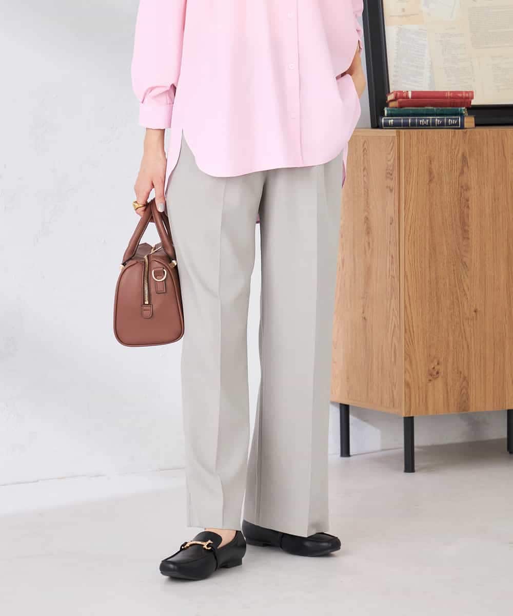 K2LFD05049 a.v.v(アー・ヴェ・ヴェ) ［支持率NO.1/イージーケア］イージーワイドパンツ ライトカーキ