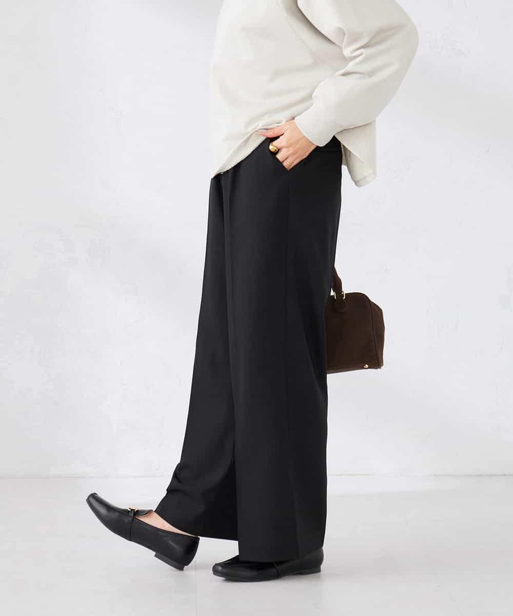 K2LFD05049 a.v.v(アー・ヴェ・ヴェ) ［支持率NO.1/イージーケア］イージーワイドパンツ ライトカーキ