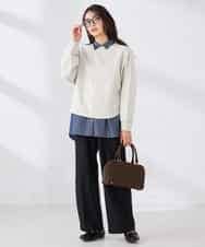 K2LFD05049 a.v.v(アー・ヴェ・ヴェ) ［支持率NO.1/イージーケア］イージーワイドパンツ ライトカーキ