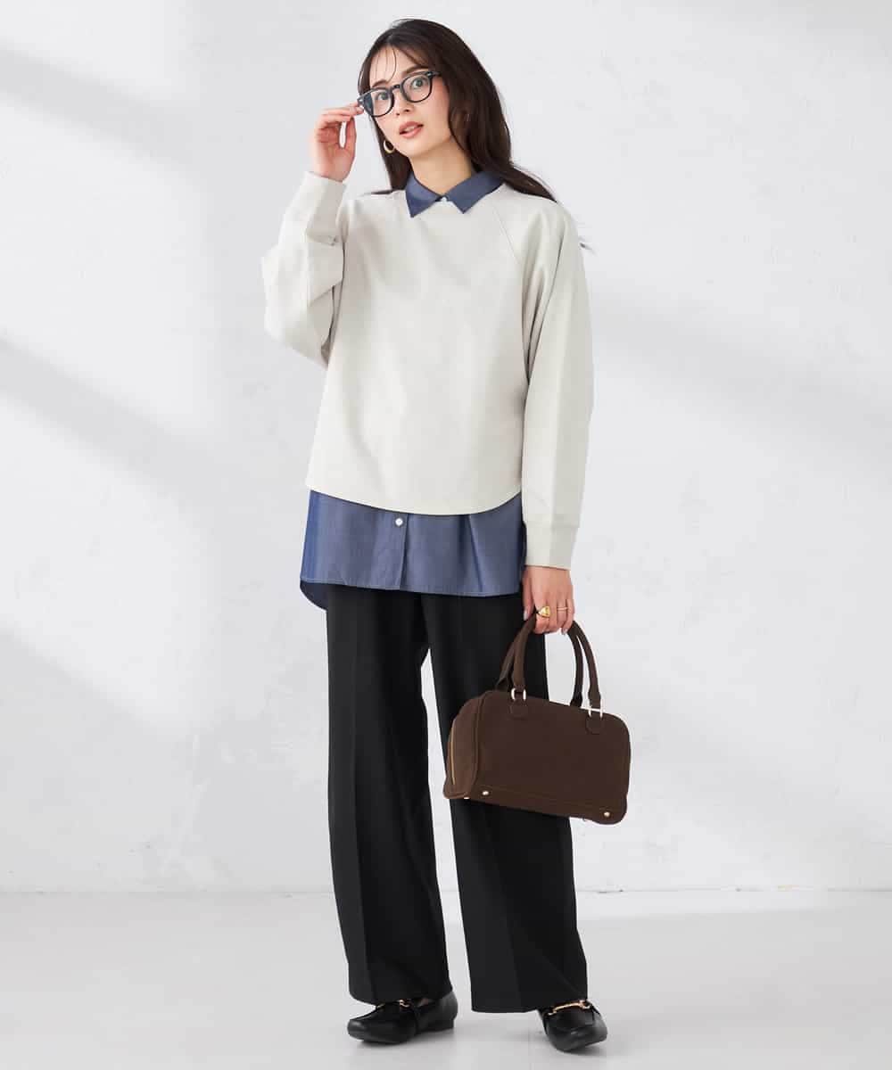 K2LFD05049 a.v.v(アー・ヴェ・ヴェ) ［支持率NO.1/イージーケア］イージーワイドパンツ ライトカーキ