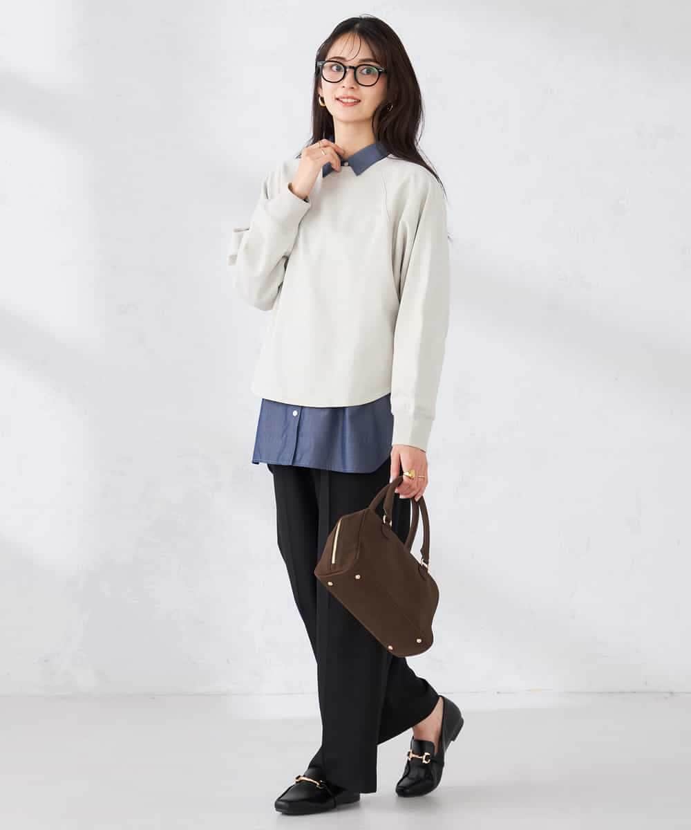 K2LFD05049 a.v.v(アー・ヴェ・ヴェ) ［支持率NO.1/イージーケア］イージーワイドパンツ ライトカーキ