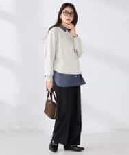 K2LFD05049 a.v.v(アー・ヴェ・ヴェ) ［支持率NO.1/イージーケア］イージーワイドパンツ ライトカーキ