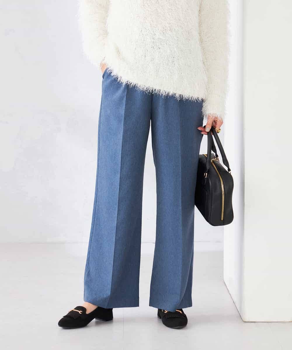 K2LFD05049 a.v.v(アー・ヴェ・ヴェ) ［支持率NO.1/イージーケア］イージーワイドパンツ ブルー