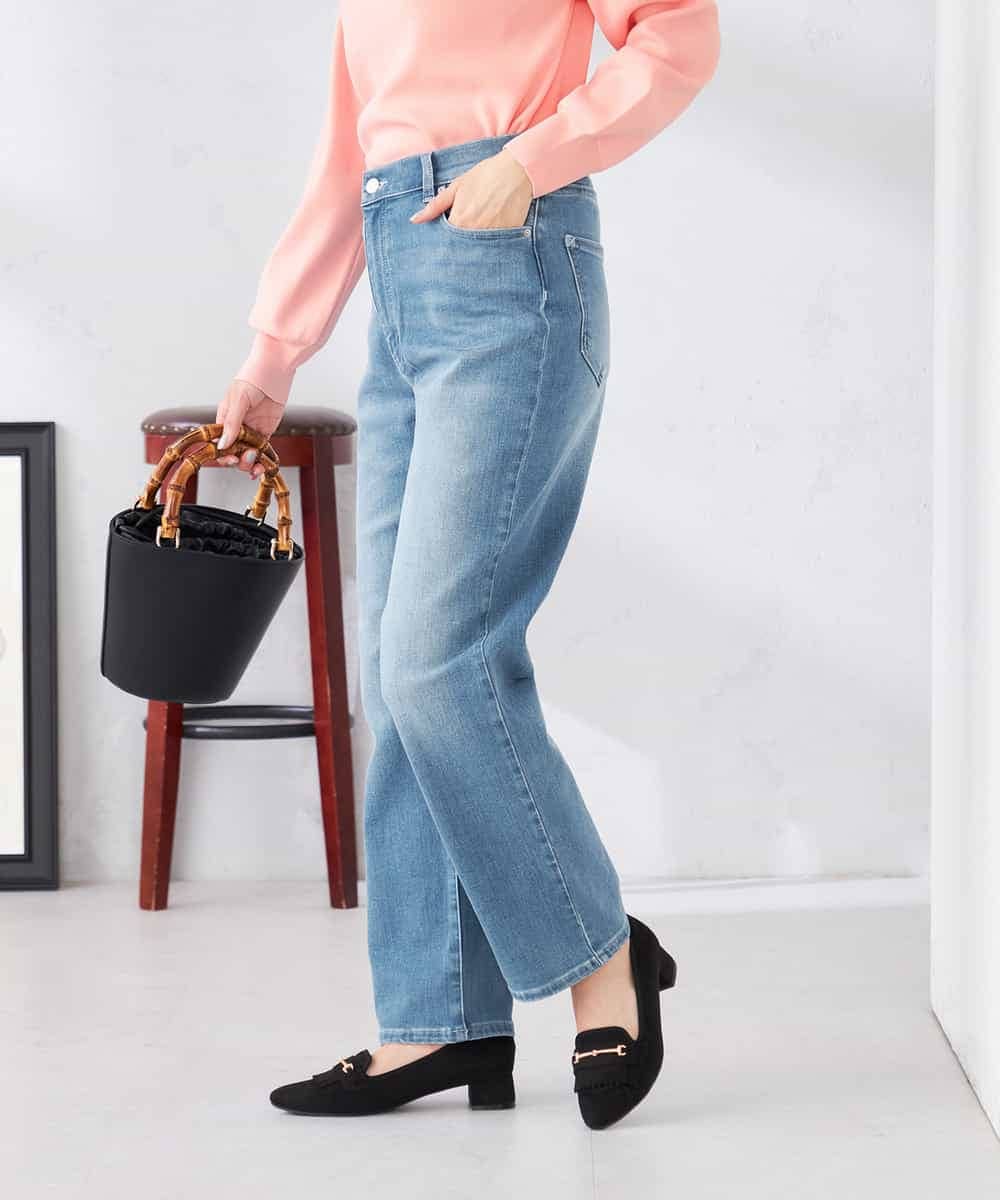 K2LFD08059 a.v.v(アー・ヴェ・ヴェ) ストレートデニムパンツ ライトブルー