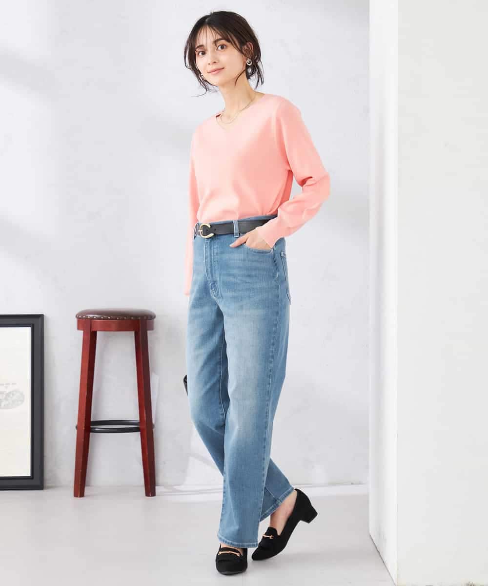 K2LFD08059 a.v.v(アー・ヴェ・ヴェ) ストレートデニムパンツ ライトブルー