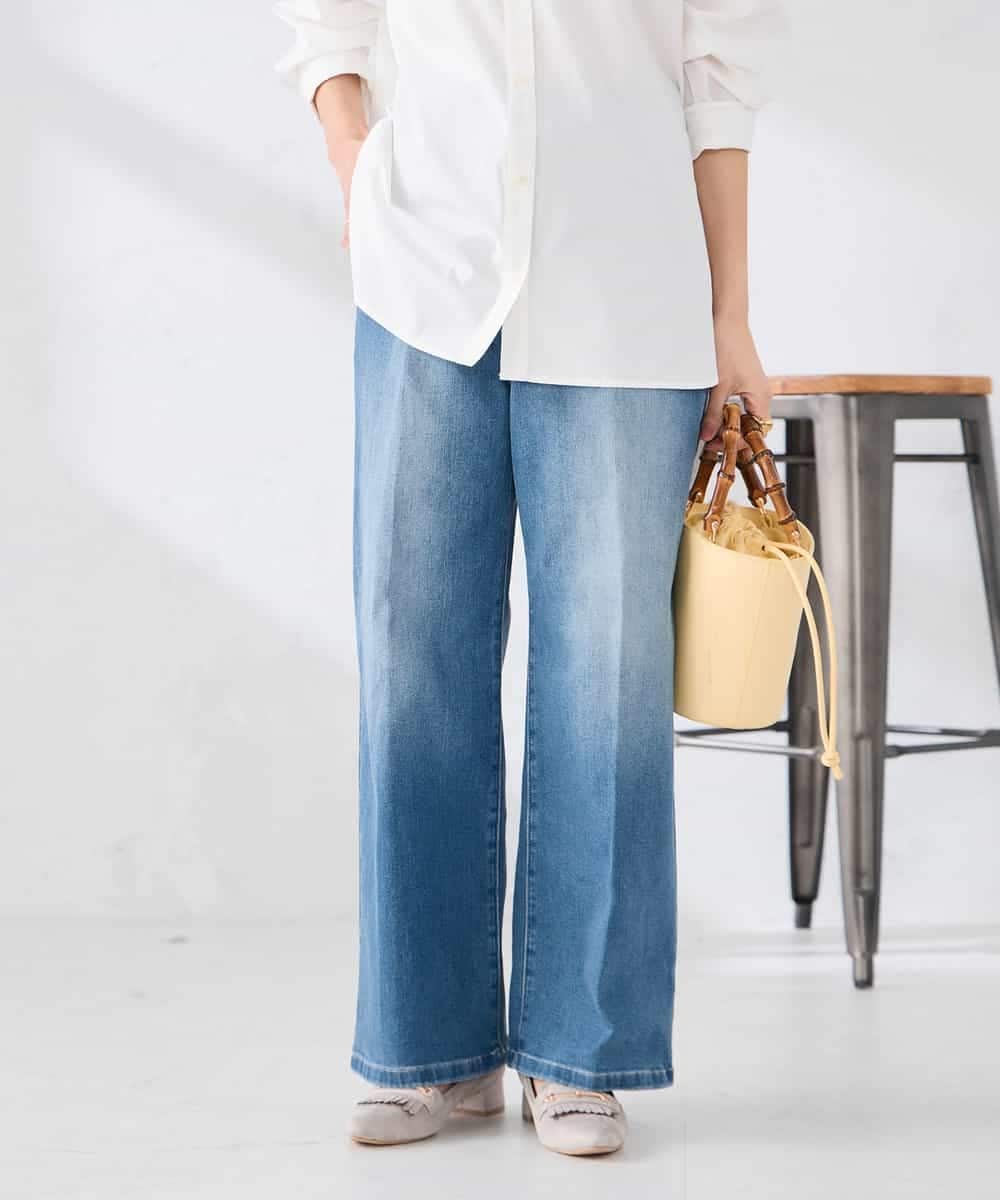 K2LFD10059 a.v.v(アー・ヴェ・ヴェ) ワイドデニムパンツ ブルー