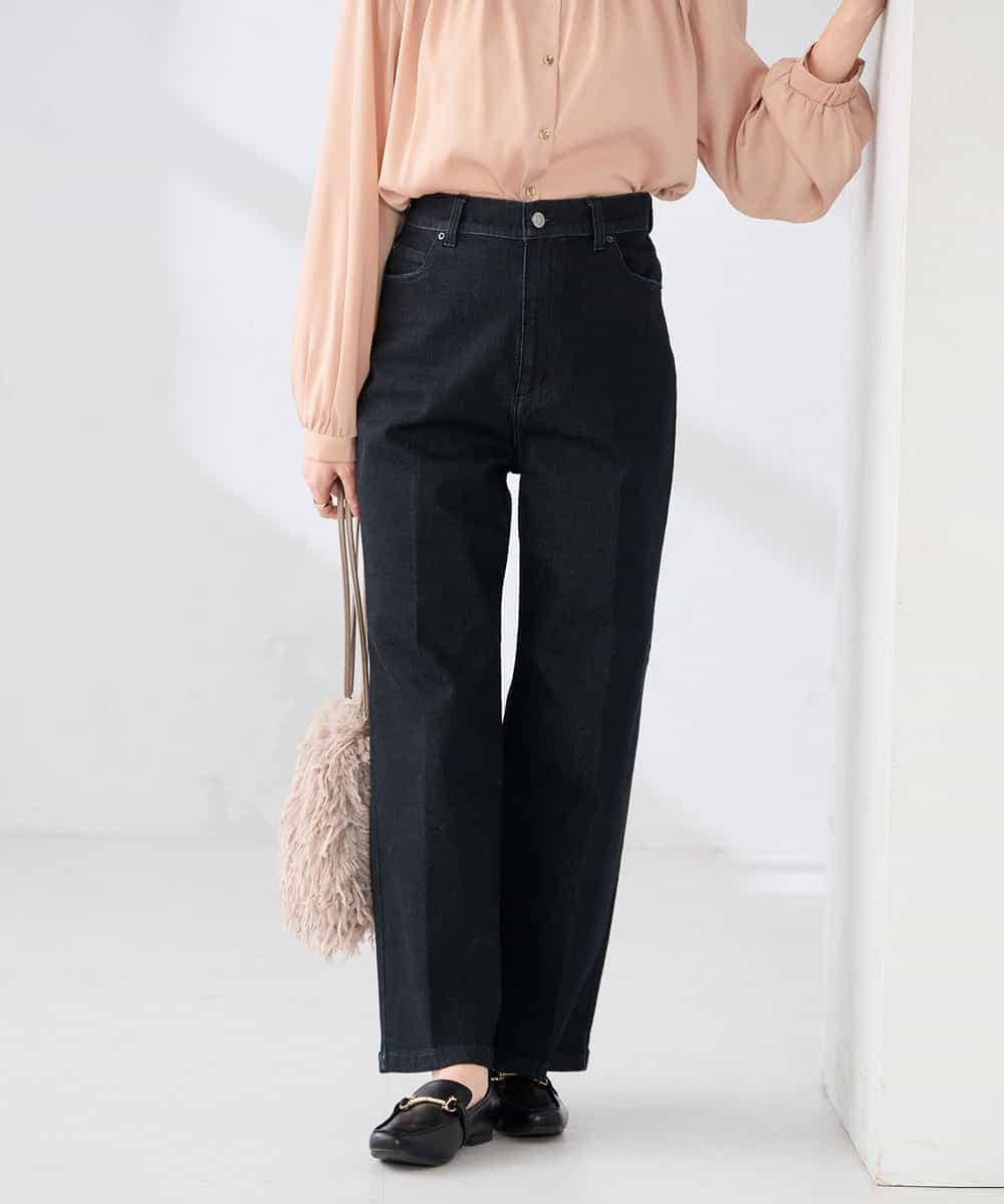 K2LFD10059 a.v.v(アー・ヴェ・ヴェ) ワイドデニムパンツ ネイビー