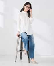 K2LFD10059 a.v.v(アー・ヴェ・ヴェ) ワイドデニムパンツ ネイビー