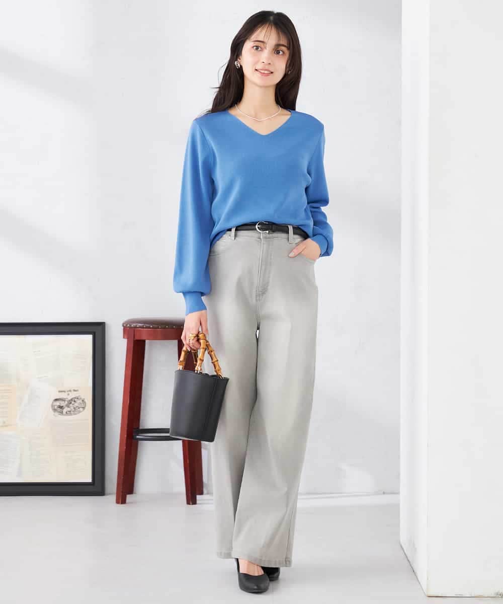 K2LFD10059 a.v.v(アー・ヴェ・ヴェ) ワイドデニムパンツ ネイビー