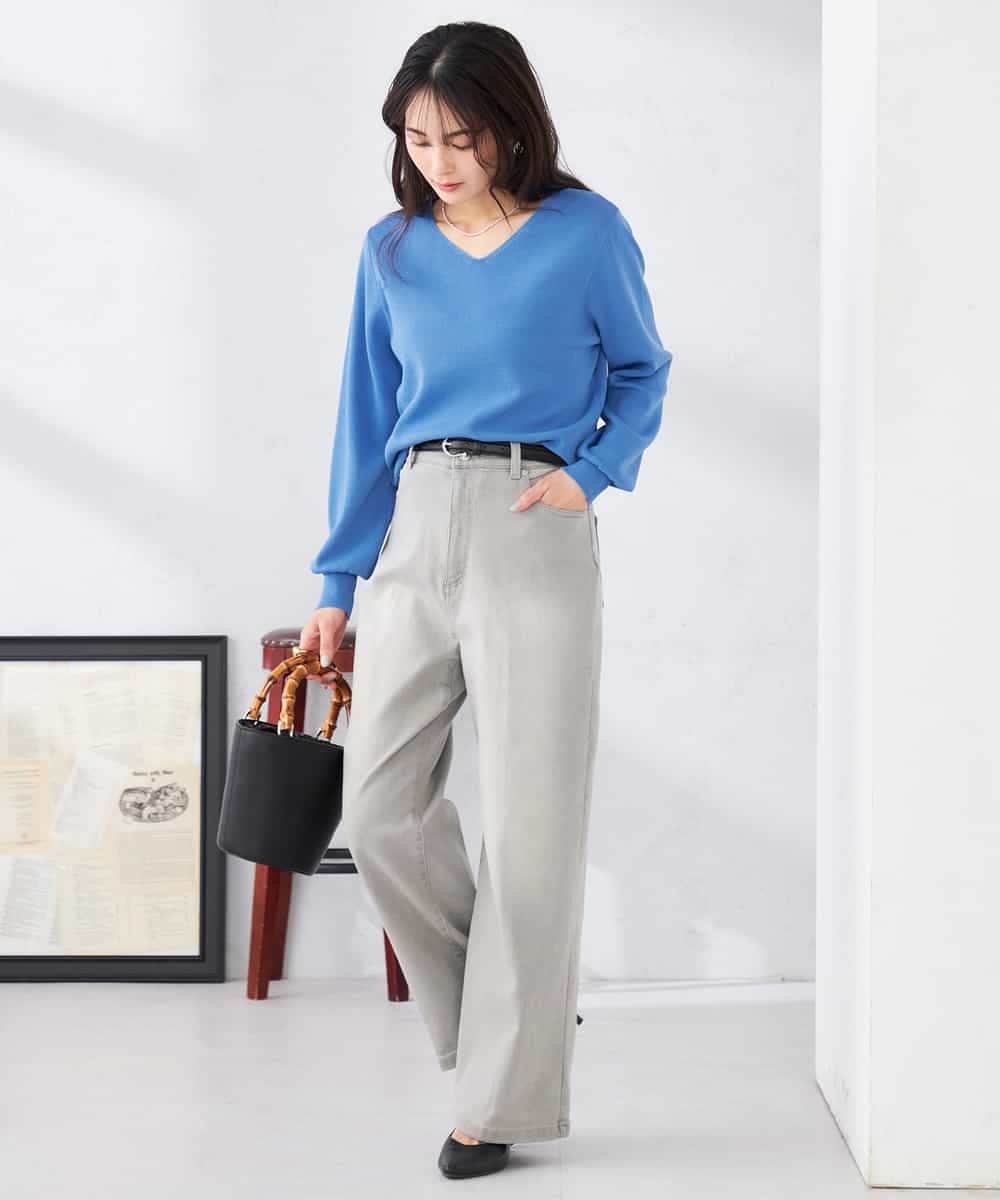 K2LFD10059 a.v.v(アー・ヴェ・ヴェ) ワイドデニムパンツ ネイビー