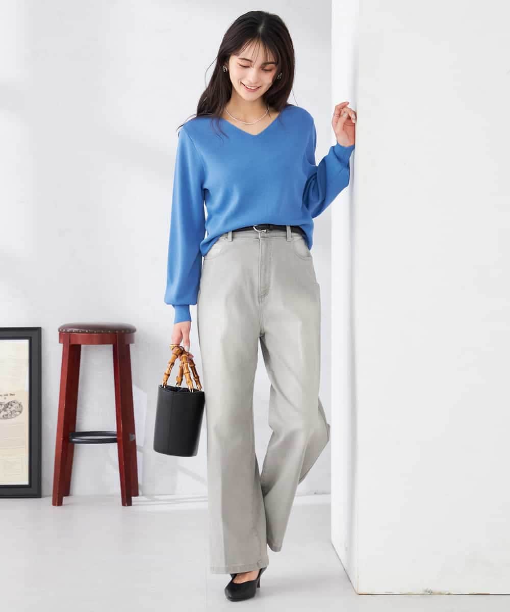 K2LFD10059 a.v.v(アー・ヴェ・ヴェ) ワイドデニムパンツ ネイビー