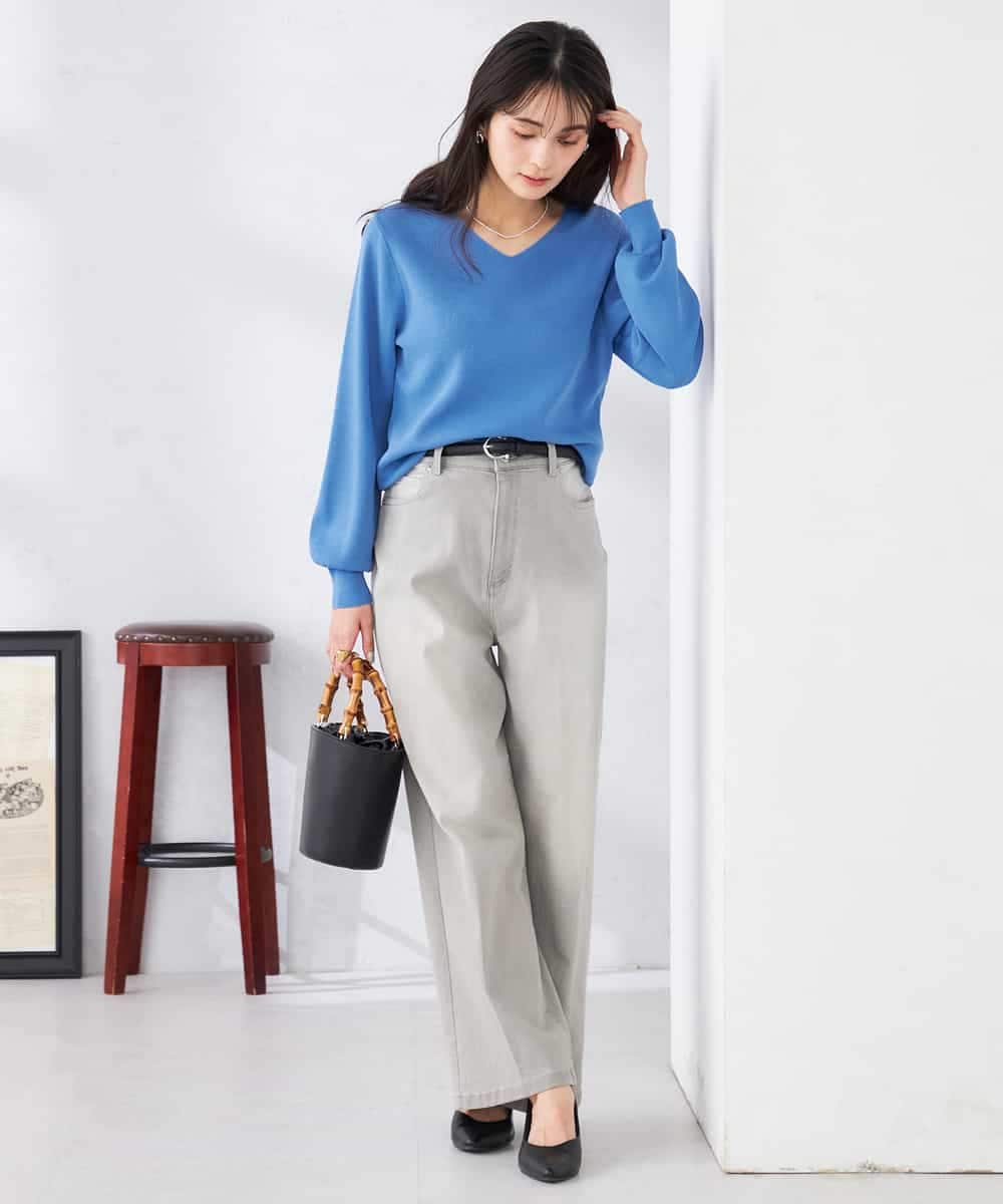 K2LFD10059 a.v.v(アー・ヴェ・ヴェ) ワイドデニムパンツ ネイビー