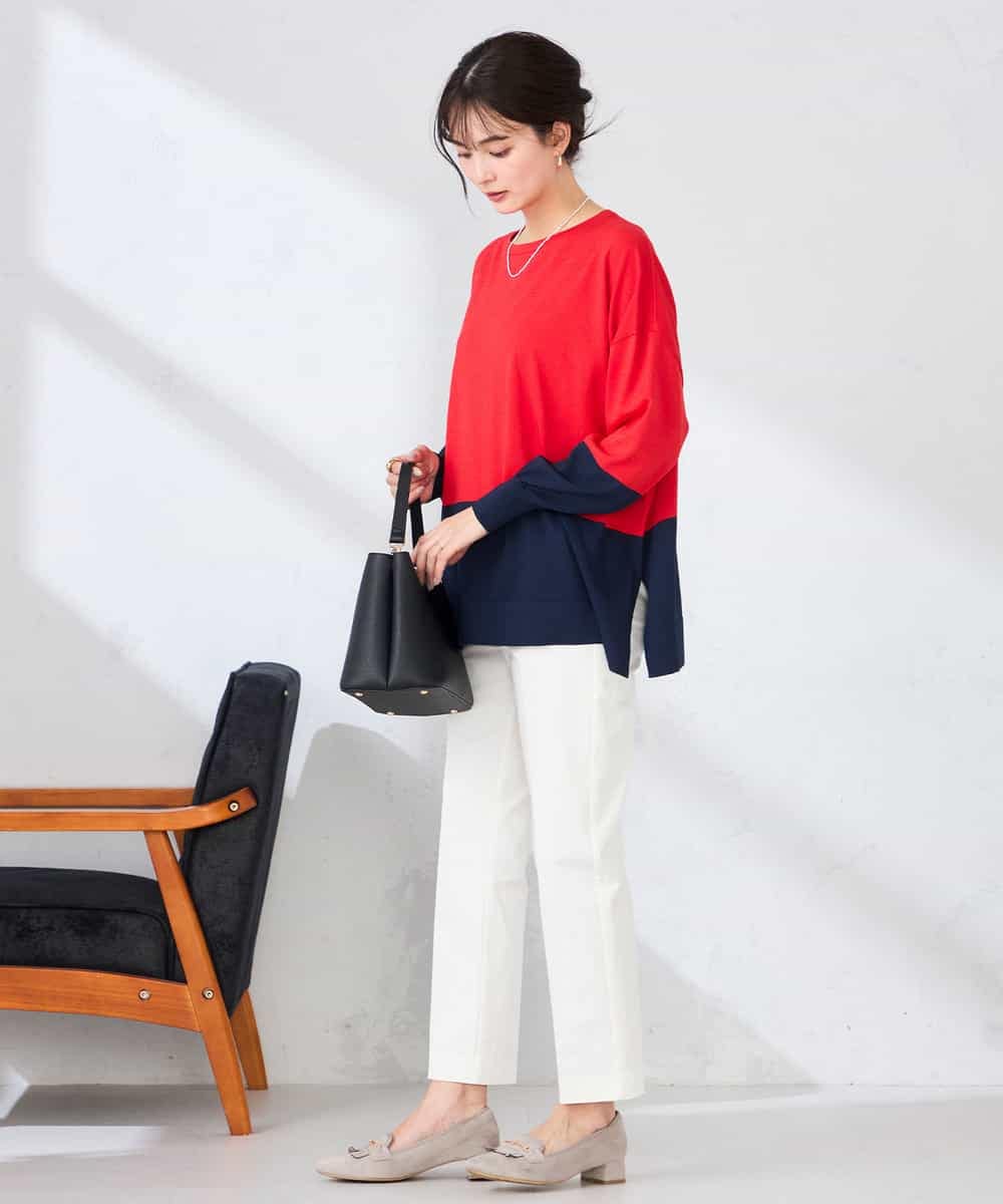 K2LFD28054 a.v.v(アー・ヴェ・ヴェ) センタープレススリムパンツ ホワイト