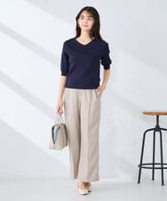 K2LFD29059 a.v.v(アー・ヴェ・ヴェ) 【洗える】タックワイドパンツ ライトイエロー