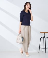 K2LFD29059 a.v.v(アー・ヴェ・ヴェ) 【洗える】タックワイドパンツ ライトイエロー