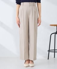 K2LFD29059 a.v.v(アー・ヴェ・ヴェ) 【洗える】タックワイドパンツ ライトイエロー