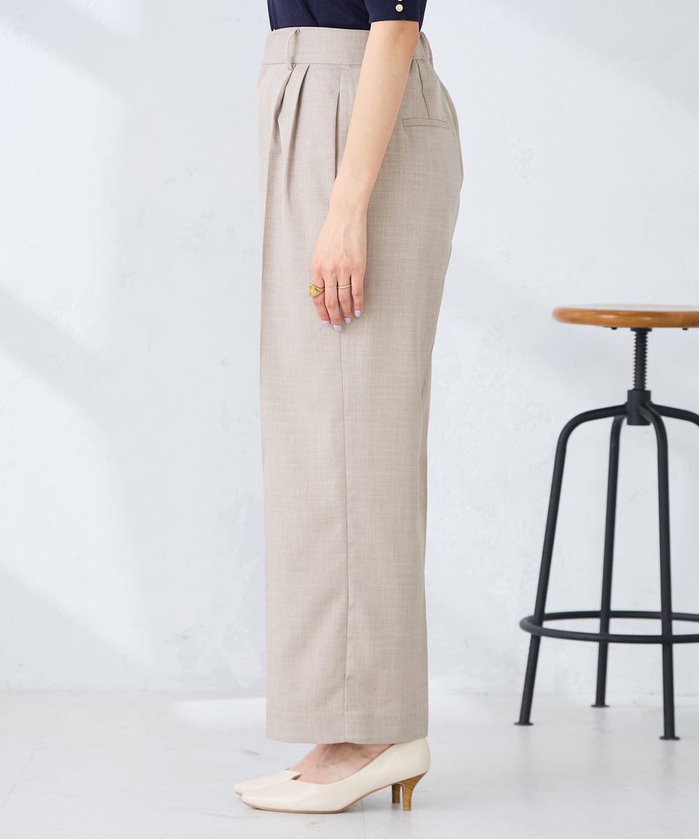 K2LFD29059 a.v.v(アー・ヴェ・ヴェ) 【洗える】タックワイドパンツ ライトイエロー