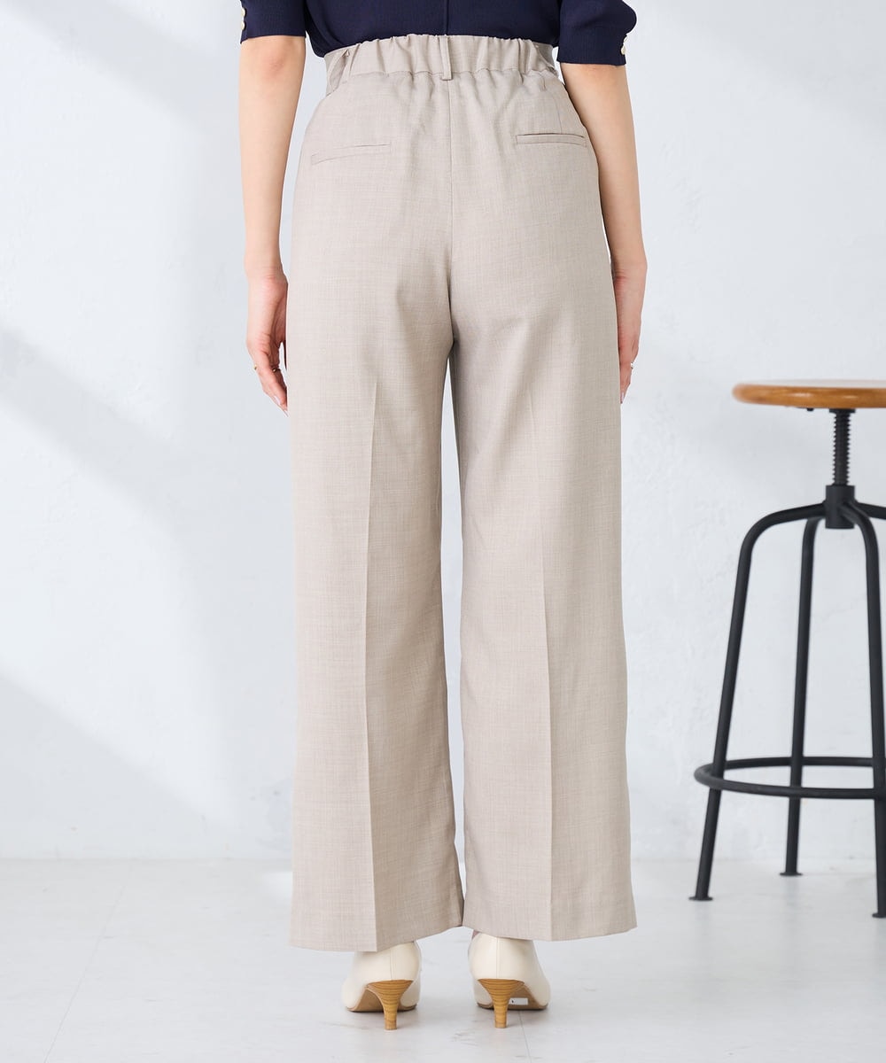 K2LFD29059 a.v.v(アー・ヴェ・ヴェ) 【洗える】タックワイドパンツ ライトイエロー