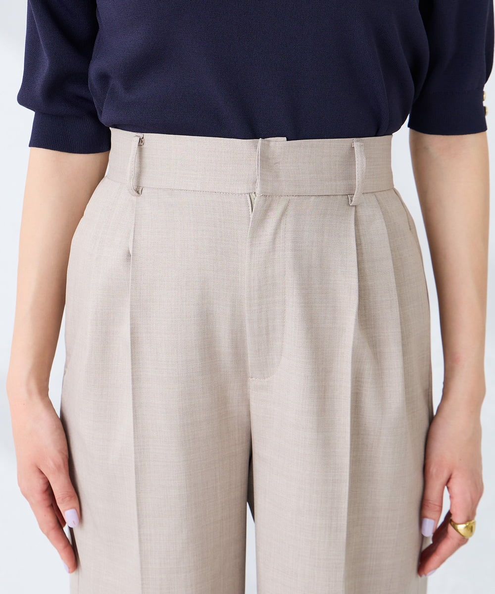 K2LFD29059 a.v.v(アー・ヴェ・ヴェ) 【洗える】タックワイドパンツ ライトイエロー