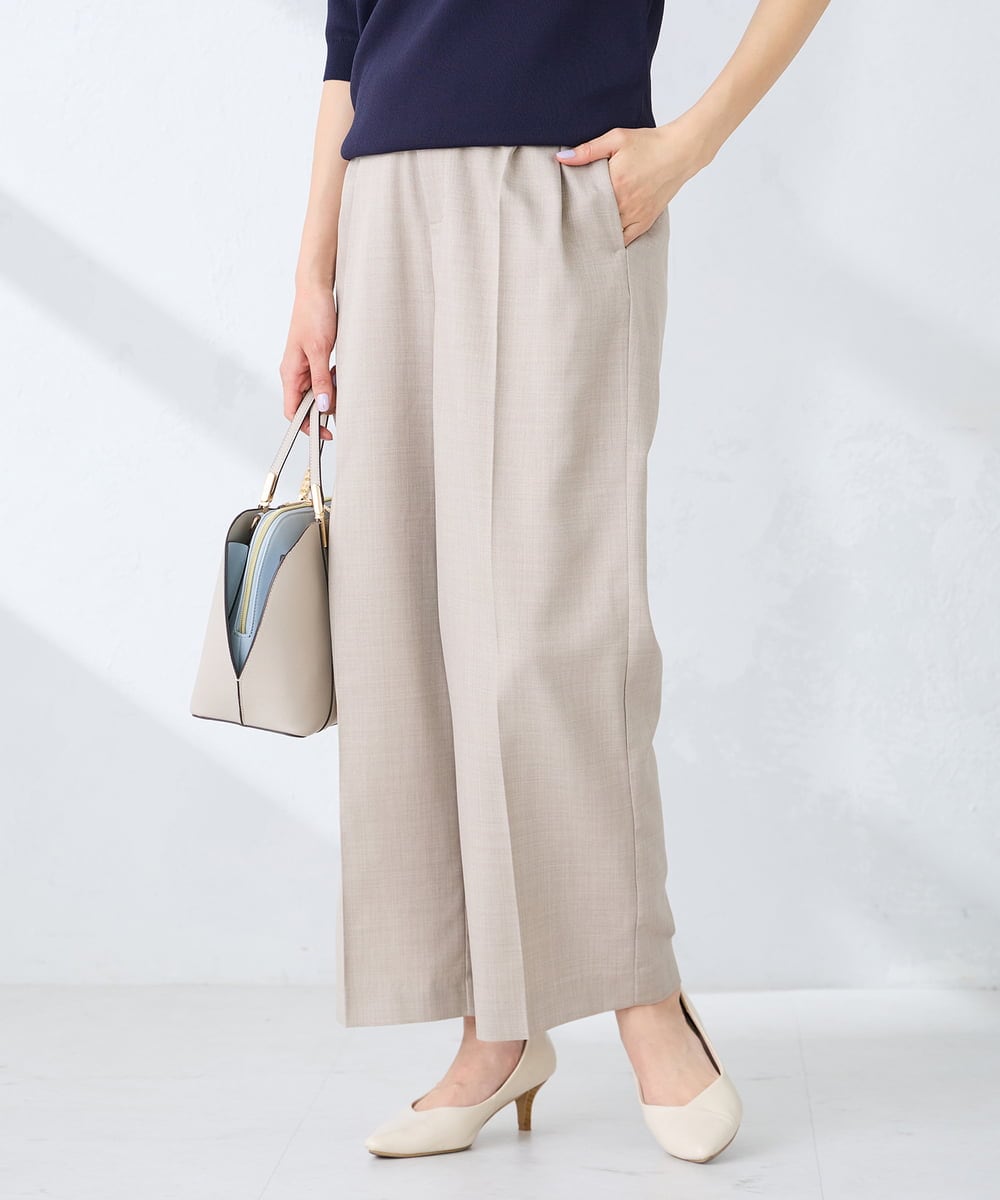 K2LFD29059 a.v.v(アー・ヴェ・ヴェ) 【洗える】タックワイドパンツ ベージュ