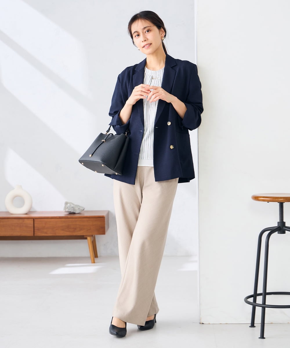 K2LFD31059 a.v.v(アー・ヴェ・ヴェ) 【洗える】バイアスイージーパンツ ベージュ