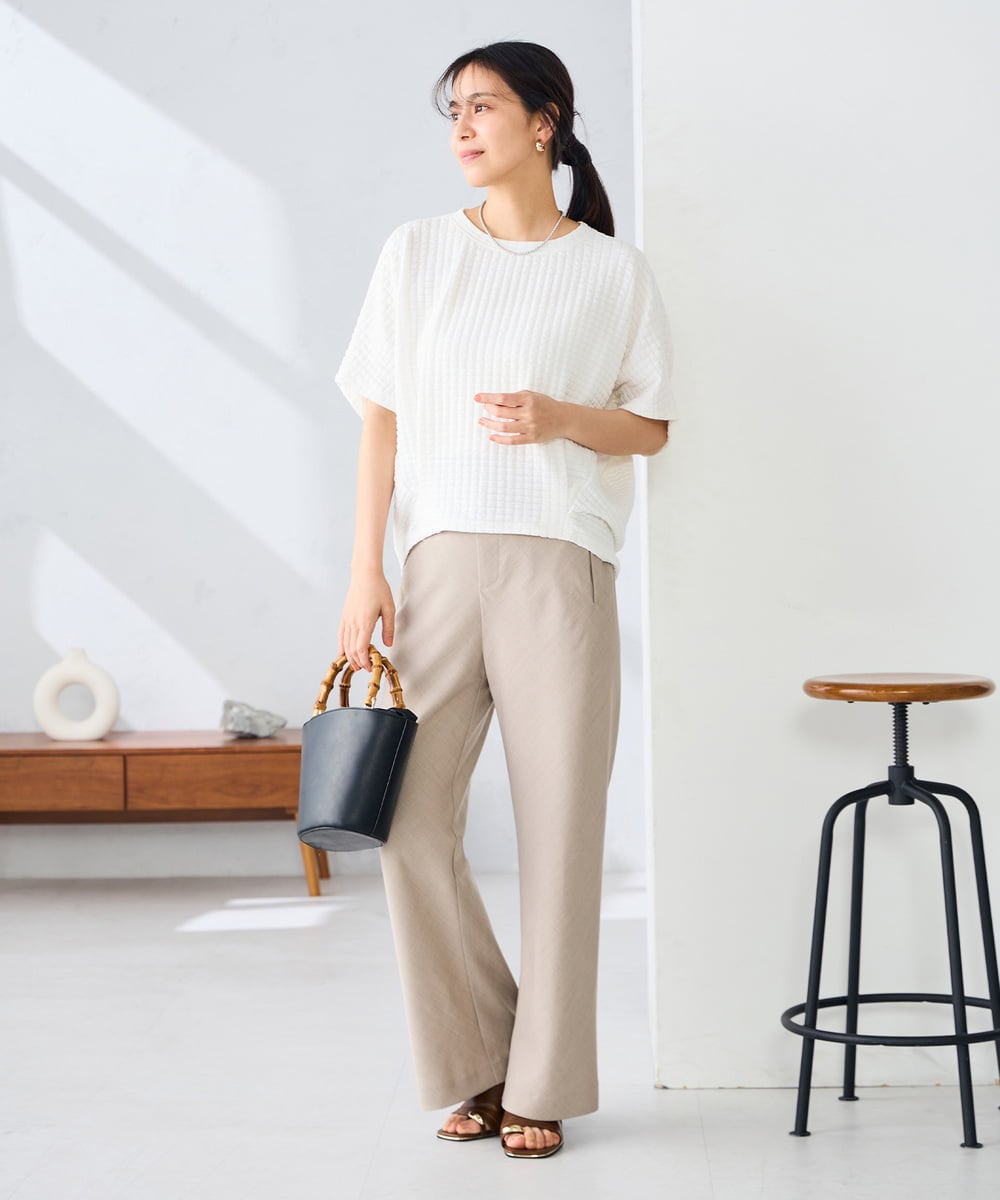 K2LFD31059 a.v.v(アー・ヴェ・ヴェ) 【洗える】バイアスイージーパンツ ベージュ