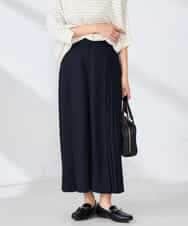 K2LFD38059 a.v.v(アー・ヴェ・ヴェ) 【洗える】サイドプリーツクロップドパンツ ネイビー