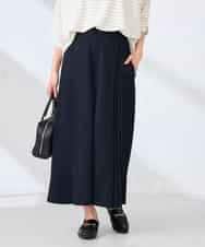 K2LFD38059 a.v.v(アー・ヴェ・ヴェ) 【洗える】サイドプリーツクロップドパンツ ネイビー