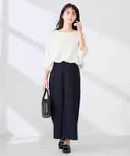 K2LFD38059 a.v.v(アー・ヴェ・ヴェ) 【洗える】サイドプリーツクロップドパンツ ネイビー