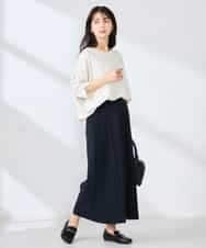 K2LFD38059 a.v.v(アー・ヴェ・ヴェ) 【洗える】サイドプリーツクロップドパンツ ネイビー