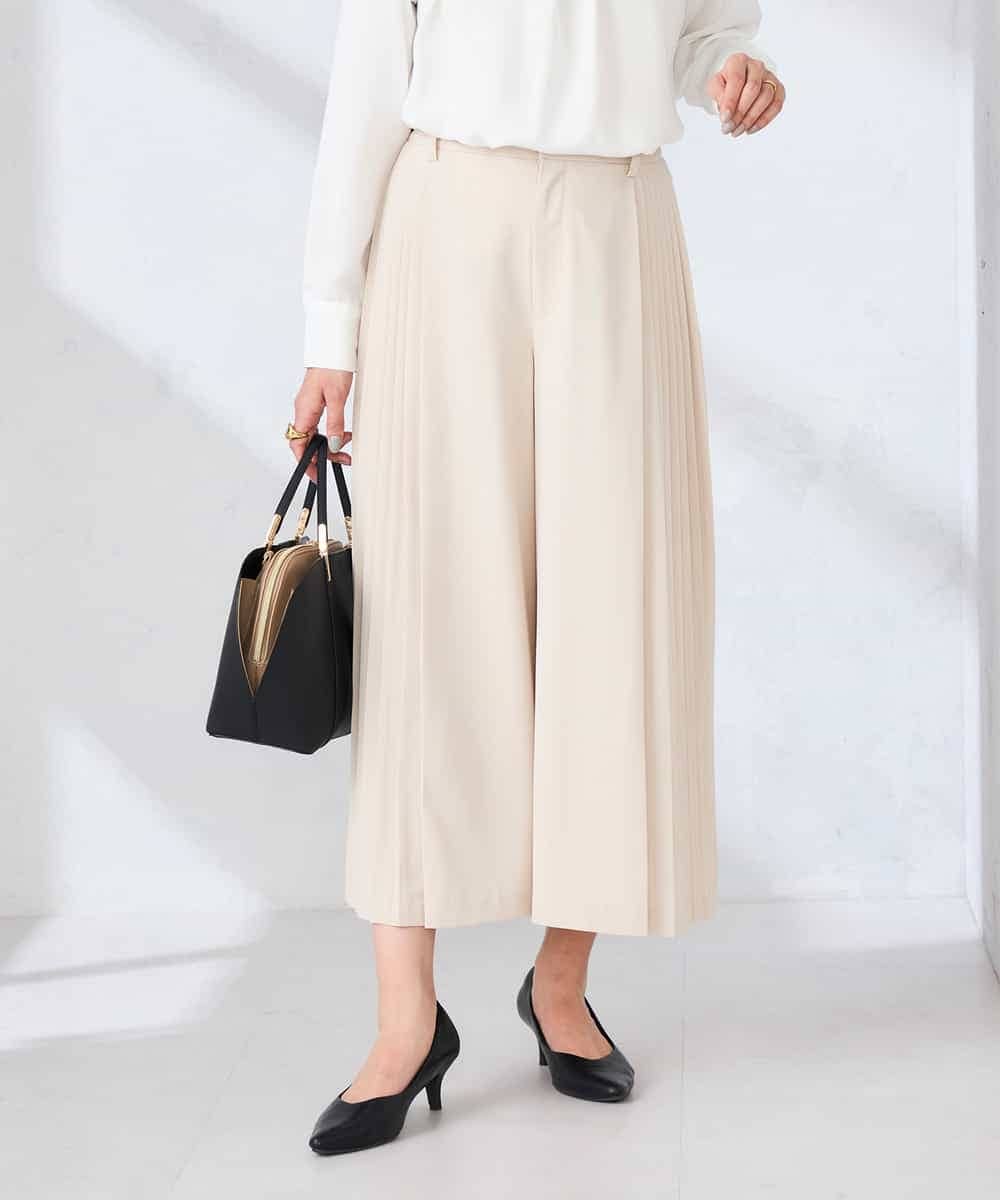 K2LFD38059 a.v.v(アー・ヴェ・ヴェ) 【洗える】サイドプリーツクロップドパンツ ネイビー