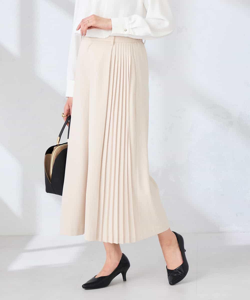 K2LFD38059 a.v.v(アー・ヴェ・ヴェ) 【洗える】サイドプリーツクロップドパンツ ネイビー