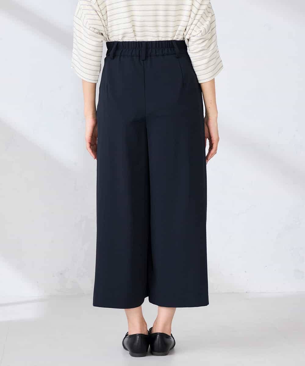 K2LFD38059 a.v.v(アー・ヴェ・ヴェ) 【洗える】サイドプリーツクロップドパンツ ネイビー