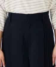 K2LFD38059 a.v.v(アー・ヴェ・ヴェ) 【洗える】サイドプリーツクロップドパンツ ネイビー