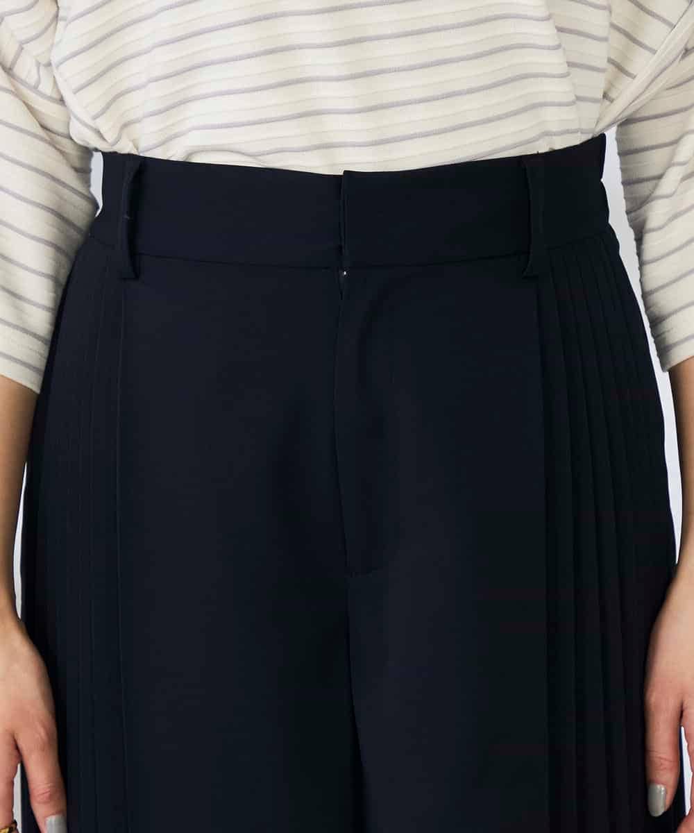 K2LFD38059 a.v.v(アー・ヴェ・ヴェ) 【洗える】サイドプリーツクロップドパンツ ネイビー