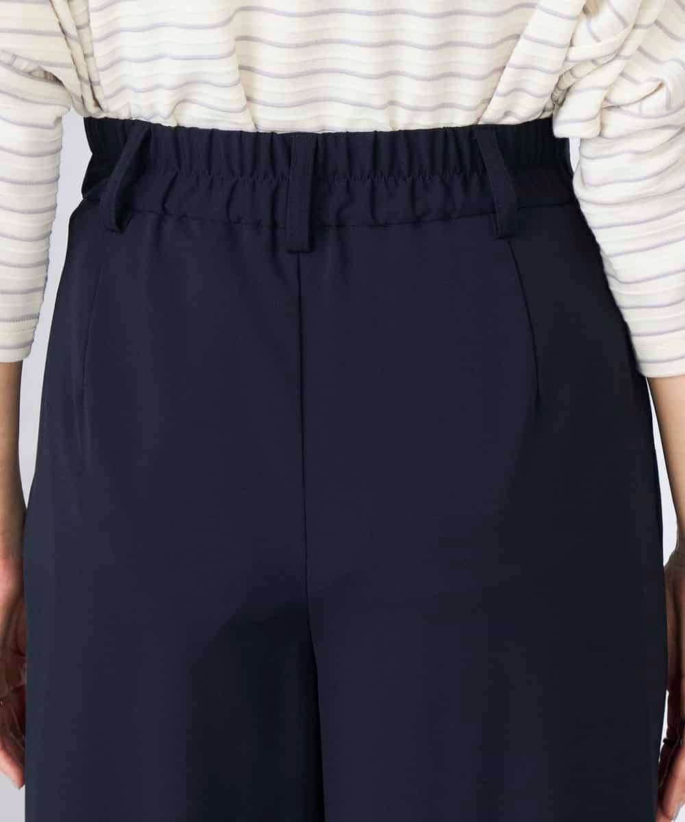 K2LFD38059 a.v.v(アー・ヴェ・ヴェ) 【洗える】サイドプリーツクロップドパンツ ネイビー