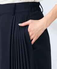 K2LFD38059 a.v.v(アー・ヴェ・ヴェ) 【洗える】サイドプリーツクロップドパンツ ネイビー