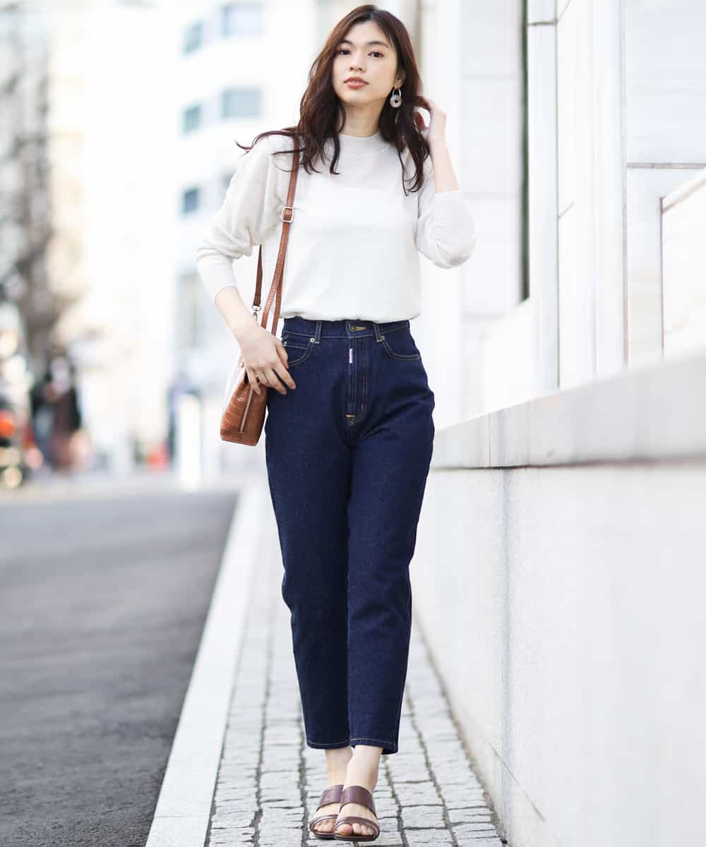 K2LFJ53079 a.v.v(アー・ヴェ・ヴェ) 【WEB限定アイテム/SOMETHING/サムシング】 FRENCH NOUVEAU ROOMY SLIM スリムデニム ネイビー