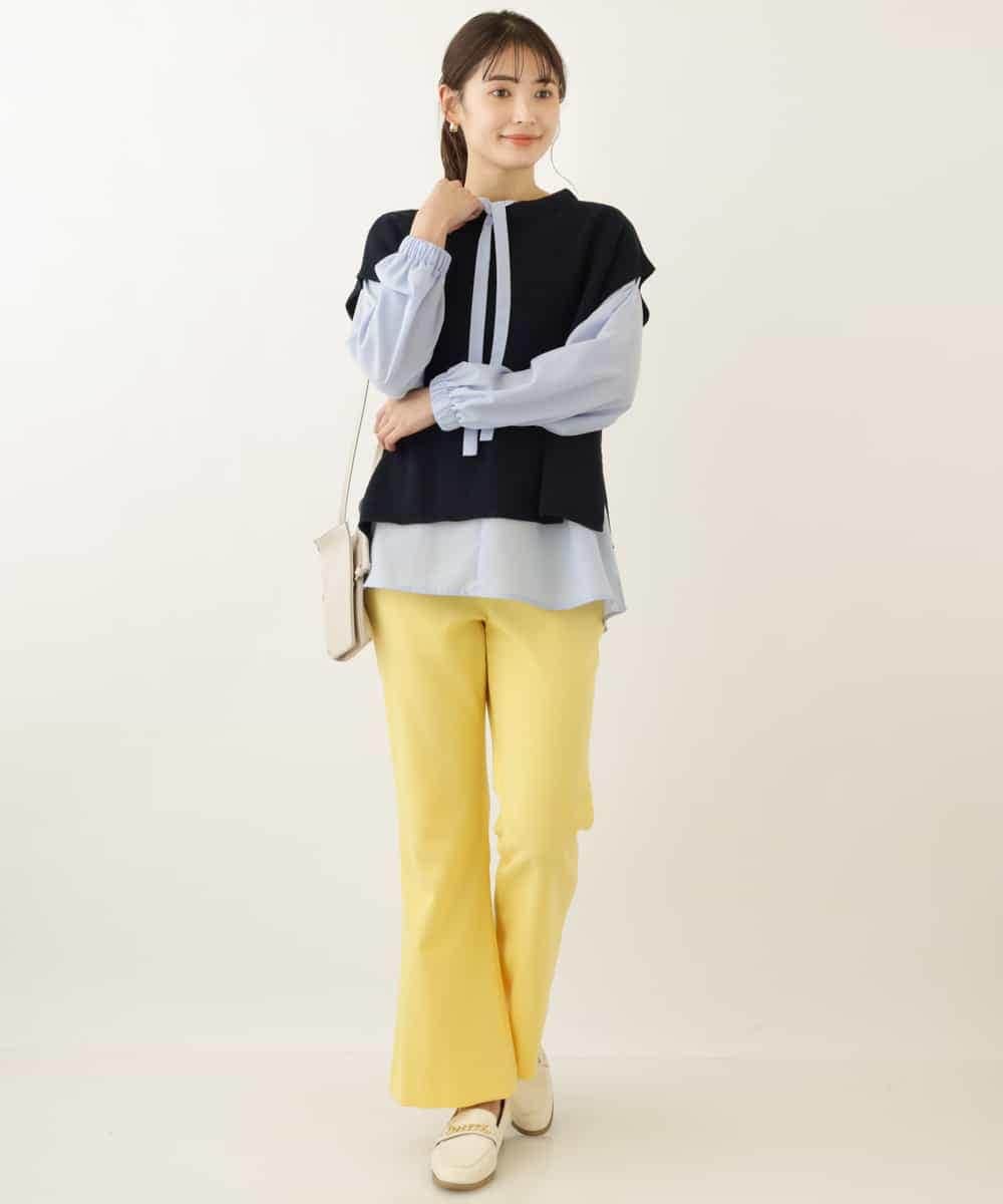 K2LFP21049 a.v.v(アー・ヴェ・ヴェ) ストレッチフレアパンツ イエロー