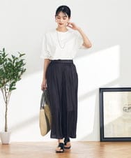 K2LGA18049 a.v.v(アー・ヴェ・ヴェ) 【洗える/雑誌InRed(宝島社)5月号掲載】サテンギャザースカンツ ベージュ