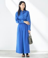 K2LGA19049 a.v.v(アー・ヴェ・ヴェ) 【接触冷感/UVカット/イージーケア/雑誌InRed(宝島社)5月号掲載】麻調フレアパンツ ブルー