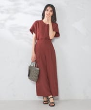 K2LGA19049 a.v.v(アー・ヴェ・ヴェ) 【接触冷感/UVカット/イージーケア/雑誌InRed(宝島社)5月号掲載】麻調フレアパンツ ブルー