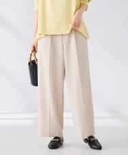 K2LGD11059 a.v.v(アー・ヴェ・ヴェ) 【接触冷感/UVカット】リネンライク2タックワイドパンツ【セットアップ対応/アンチピリング】 ネイビー