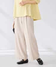 K2LGD11059 a.v.v(アー・ヴェ・ヴェ) 【接触冷感/UVカット】リネンライク2タックワイドパンツ【セットアップ対応/アンチピリング】 ネイビー