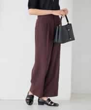 K2LGD11059 a.v.v(アー・ヴェ・ヴェ) 【接触冷感/UVカット】リネンライク2タックワイドパンツ【セットアップ対応/アンチピリング】 ネイビー