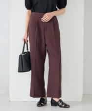 K2LGD11059 a.v.v(アー・ヴェ・ヴェ) 【接触冷感/UVカット】リネンライク2タックワイドパンツ【セットアップ対応/アンチピリング】 ネイビー